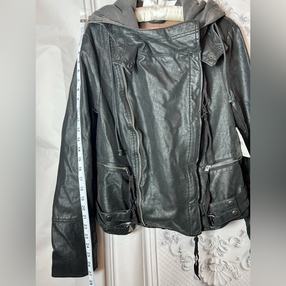 🖤HP🖤 Free People Free Cleo Hooded Vegan Suede Moto Jacket Black - Picture 6 of 11